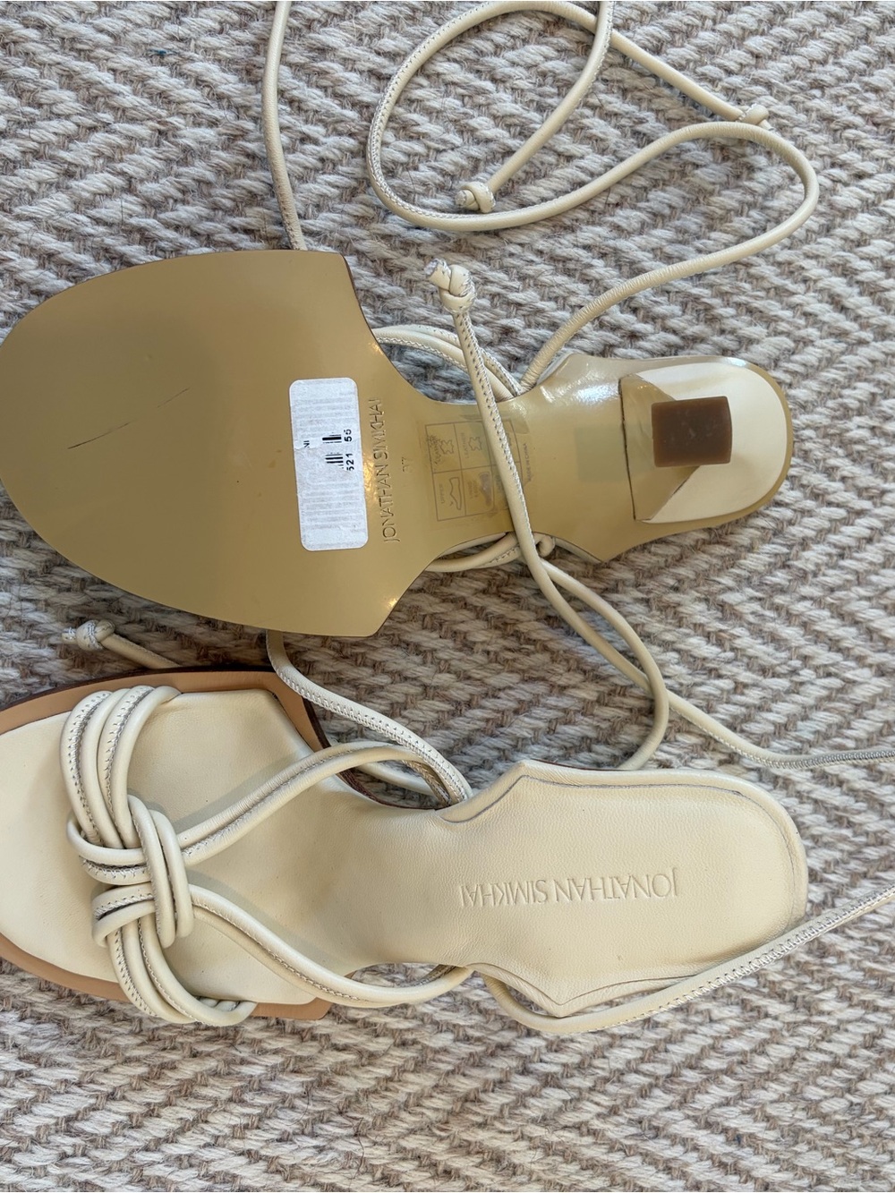 New! Jonathan Simkhai 100MM PENN LEATHER SANDALS IN OFF WHITE | Size 37 - Picture 5 of 6
